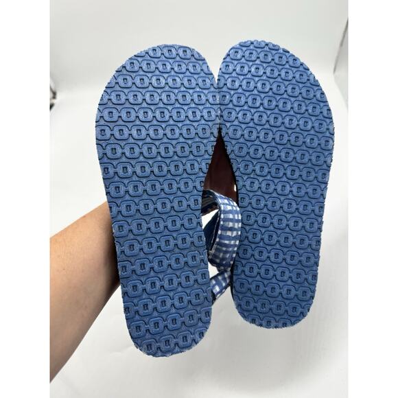 NWT L.L Bean Maine Isle Four Point Blue Gingham Plaid Sandals Women’s Size 8 - Picture 8 of 8